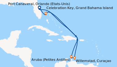 Itinéraire de la croisière Port Canaveral, Orlando (Etats-Unis), En mer,...