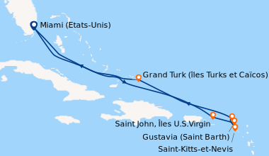 Itinéraire de la croisière Miami (Etats-Unis), En mer, En mer, Saint Joh...
