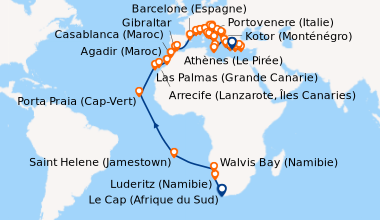 Itinéraire de la croisière Le Cap (Afrique du Sud), En mer, Luderitz (Na...