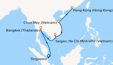Itinéraire de la croisière Singapour, En mer, En mer, Bangkok (Thaïlande...