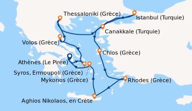 Itinéraire de la croisière Athènes (Le Pirée), Syros, Ermoupoli (Grèce),...
