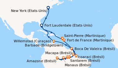 Itinéraire de la croisière New York (Etats-Unis), En mer, En mer, Fort L...