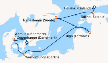 Itinéraire de la croisière Helsinki (Finlande), Tallinn (Estonie), Nynas...