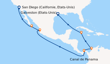 Itinéraire de la croisière San Diego (Californie, Etats-Unis), En mer, C...