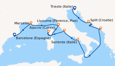 Itinéraire de la croisière Trieste (Italie), Split (Croatie), Dubrovnik ...