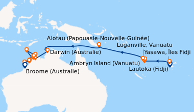 Itinéraire de la croisière Lautoka (Fidji), Yasawa, Îles Fidji, En mer, ...