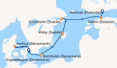 Itinéraire de la croisière Helsinki (Finlande), Tallinn (Estonie), Stock...