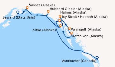 Itinéraire de la croisière Vancouver (Canada), En mer, Ketchikan (Alaska...