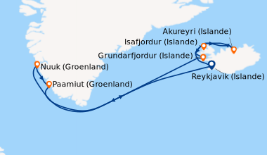Itinéraire de la croisière Reykjavik (Islande), En mer, En mer, Nuuk (Gr...