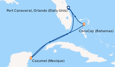 Itinéraire de la croisière Port Canaveral, Orlando (Etats-Unis), CocoCay...
