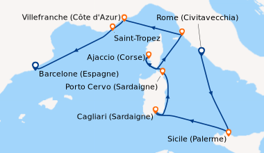 Itinéraire de la croisière Rome (Civitavecchia), Rome (Civitavecchia), S...