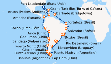 Itinéraire de la croisière Fort Lauderdale (Etats-Unis), En mer, Grand T...