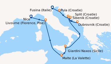 Itinéraire de la croisière Fusina (Italie), Pula (Croatie), Sibenik (Cro...