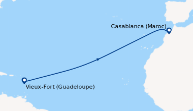 Itinéraire de la croisière Voyage en Mer : Vieux Fort - Casablanca
