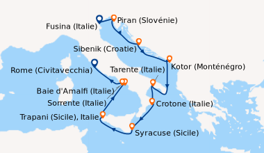 Itinéraire de la croisière Venise (Italie), Venise, Ravenne (Italie), It...