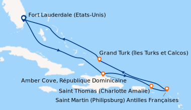 Itinéraire de la croisière Fort Lauderdale (Etats-Unis), En mer, Amber C...