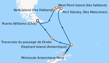 Itinéraire de la croisière Puerto Williams (Chili), En mer, New Island (...