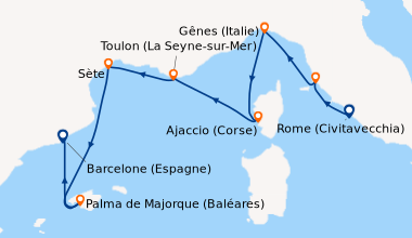 Itinéraire de la croisière Rome (Civitavecchia), Livourne (Florence, Pis...