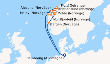 Itinéraire de la croisière Allemagne, Norvège