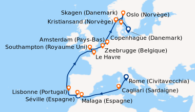 Carte de l'itinéraire de la croisière