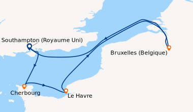 Itinéraire de la croisière Southampton (Royaume Uni), Cherbourg, Le Havr...