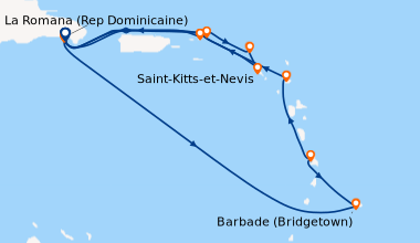 Itinéraire de la croisière La Romana (Rep Dominicaine), En mer, Virgin G...