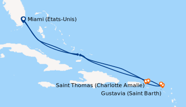 Itinéraire de la croisière Miami (Etats-Unis), En mer, En mer, Saint Tho...