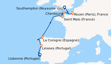 Itinéraire de la croisière Lisbonne (Portugal), Leixoes (Portugal), La C...