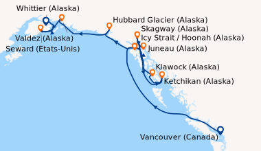 Itinéraire de la croisière Vancouver (Canada), En mer, Saint-Vincent-et-...