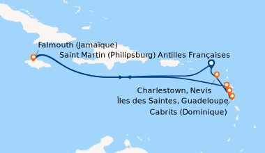 Itinéraire de la croisière Saint Martin (Philipsburg) Antilles Française...