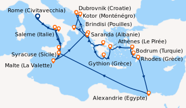Itinéraire de la croisière Rome (Civitavecchia), Baie d'Amalfi (Italie),...