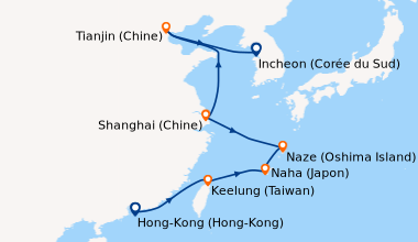Itinéraire de la croisière Hong-Kong (Hong-Kong), En mer, Kaohsiung (Tai...