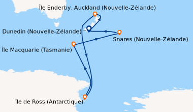 Itinéraire de la croisière Expédition sur les traces de Scott et Shackleton