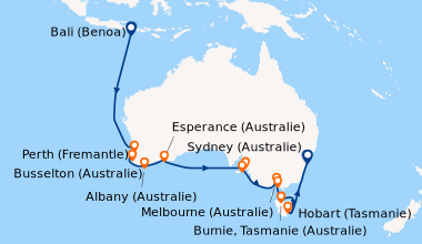 Carte de l'itinéraire de la croisière