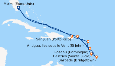Itinéraire de la croisière Miami (Etats-Unis), En mer, En mer, San Juan ...