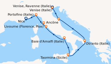 Itinéraire de la croisière Italian Coast East & West
