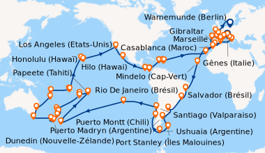 Itinéraire de la croisière Gênes (Italie), Marseille, Barcelone (Espagne...