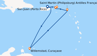 Itinéraire de la croisière San Juan (Porto Rico), En mer, Willemstad, Cu...
