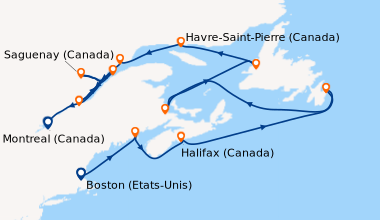 Itinéraire de la croisière Boston (Etats-Unis), Eastport, Maine (États-U...