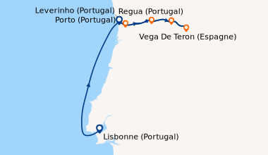 Itinéraire de la croisière Lisbonne et Porto, la vallée du Douro (POF_LISPP)