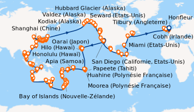 Itinéraire de la croisière San Diego (Californie, Etats-Unis), En mer, E...