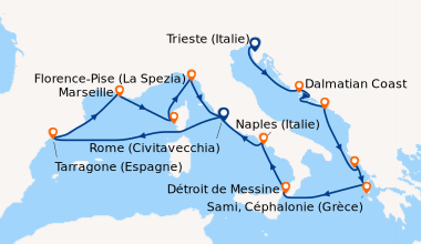 Itinéraire de la croisière Trieste (Italie), Dalmatian Coast, Dubrovnik ...
