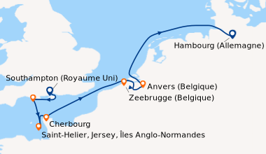 Itinéraire de la croisière Southampton (Royaume Uni) , Portland (Royaume...