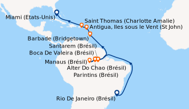 Itinéraire de la croisière Rio De Janeiro (Brésil), En mer, En mer, En m...