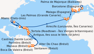 Itinéraire de la croisière Barcelone (Espagne), Palma de Majorque (Baléa...