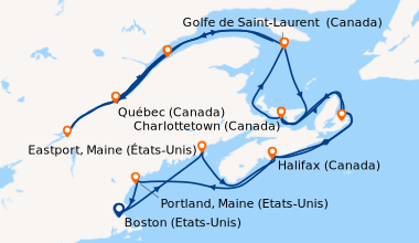 Itinéraire de la croisière Boston (Etats-Unis), Eastport, Maine (États-U...