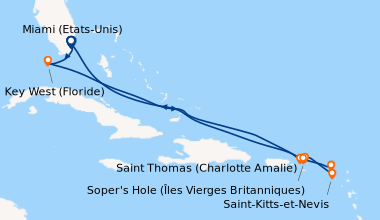 Itinéraire de la croisière Miami (Etats-Unis), En mer, En mer, Saint Tho...