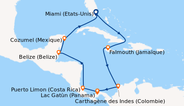 Itinéraire de la croisière Miami (Etats-Unis), En mer, Falmouth (Jamaïqu...
