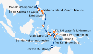 Itinéraire de la croisière À la découverte de l'archipel malais