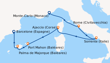 Itinéraire de la croisière Monte-Carlo (Monaco), Monte-Carlo (Monaco), M...